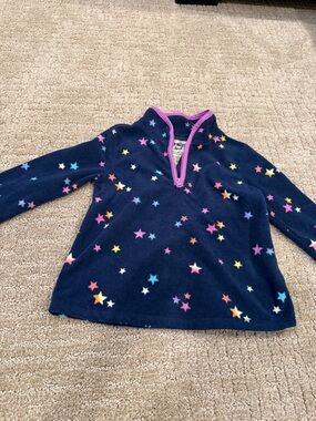 OshKosh B'gosh Navy Fleece Pullover with Multicolor Stars and Pink Trim